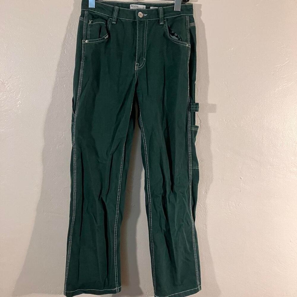 Bershka Forest Green Carpenter Workwear Pants